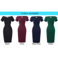 Belle Poque Bandage Off Shoulder Ruched Bodice Short Sleeve Slim Celebrity Party Retro Vintage bainha Pencil Dress BP000158-3